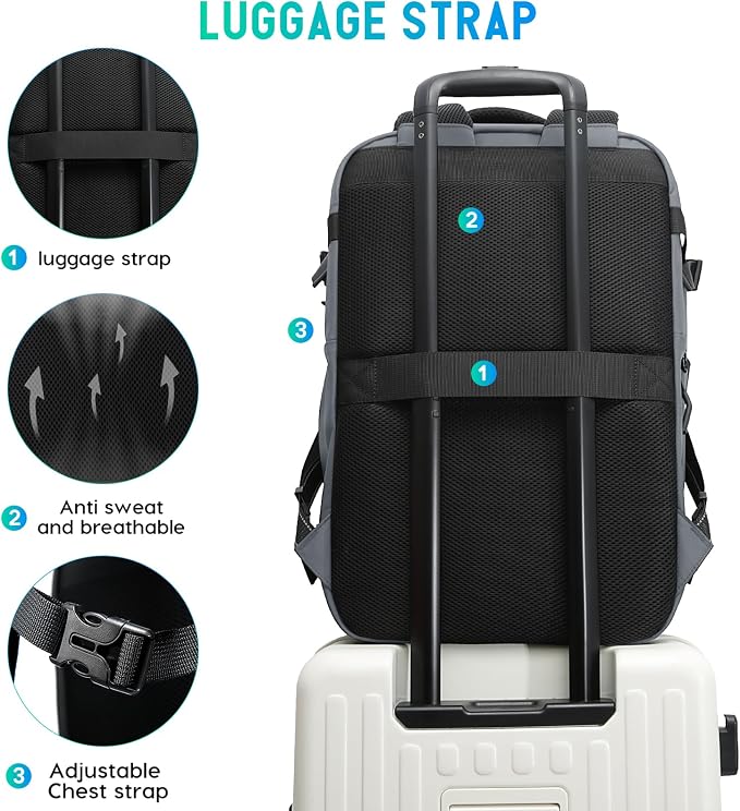 BANGE Travel Backpack with Vacuum Pocket and TSA lock version can hold 15.6 inch Laptop suitable Overnight Flight Approved Anti-theft Bag - Image 7