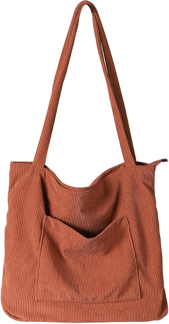 WantGor Women Corduroy Tote Bag, Large Shoulder Hobo Bags Casual Handbags | Big Capacity Shopping Work Bag by WantGor
