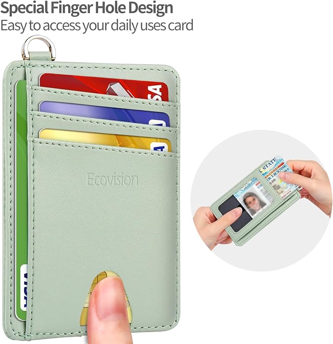 Slim Minimalist Front Pocket Wallet, RFID Blocking Credit Card Holder Wallet with Detachable D-Shackle for Men Women - Image 6