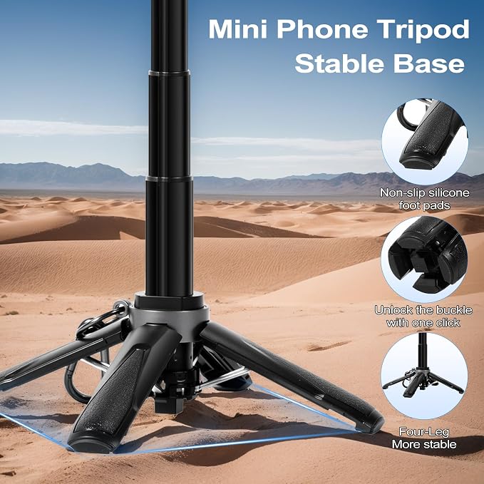 3-in-1 Mini Tripod, Selfie Stick for iPhone for 4-7 Inch iOS/Android Phones | Tripod for Iphone with Remote Control, Lightweight Travel Tripods for Selfie Video Recording - Image 5