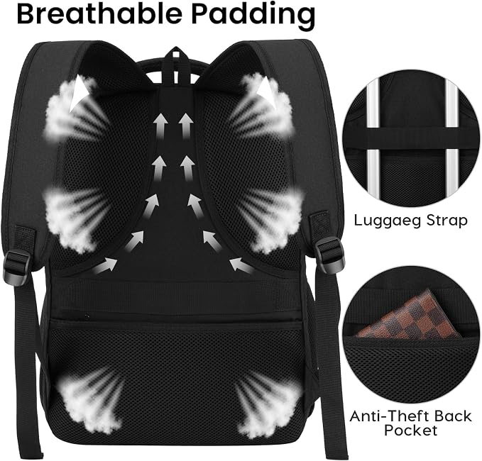 BIKROD Backpack for Men and Women, School Backpacks for Teen Boys Water Resistant TSA Travel Backpack, Business Anti Theft Sturdy Computer Bag Gifts Fits 15.6 Inch Laptop,Black - Image 6