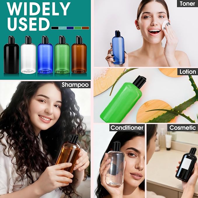 3Pcs 8 oz Clear Plastic Refillable Travel Bottles with Black Disc Top Caps | Squeeze Empty Shampoo Bottles, For Shampoo and Conditioner, For Lotions, Body Soap Cream, Cosmetic Containers - Image 7
