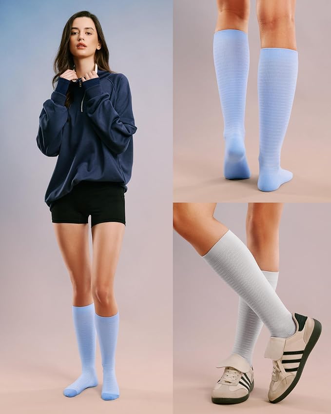FITRELL 4 Pairs Compression Socks for Women & Men, 15-20mmHg Circulation Support for Athletic Travel Daily Wear - Image 2