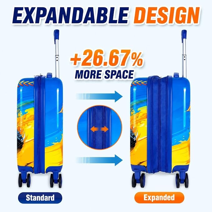 Lightweight Hardshell Spinner Kids Luggage Set 2PCS with Wheels - Airplane Approved Carry-On Suitcase for Boys & Children Ages 3-10, Car Rolling Suitcases Set for Elementary Toddler Travel - Image 4