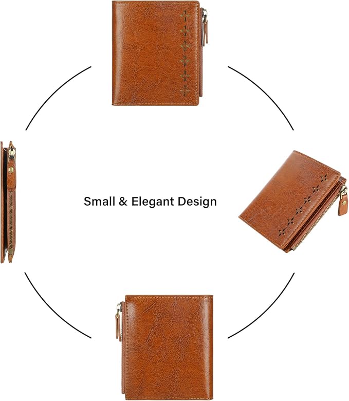Ultra Thin Small Compact Leather Womens Girls Wallets RFID Blocking Credit Card Holder for Women - Image 6