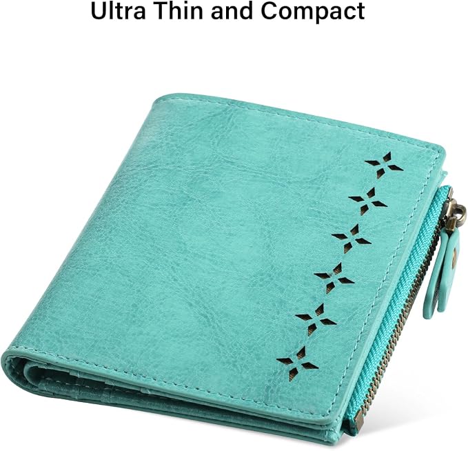 Ultra Thin Small Compact Leather Womens Girls Wallets RFID Blocking Credit Card Holder for Women - Image 3