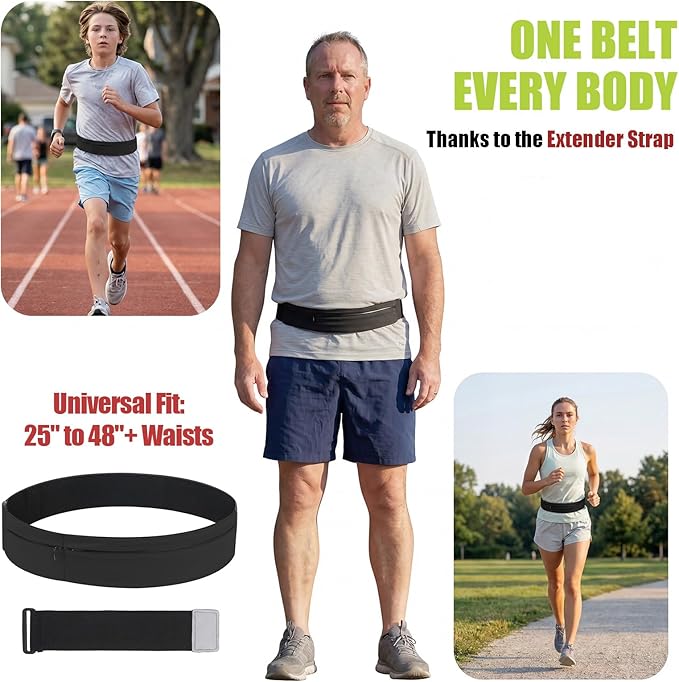 Slim Running Belt with Extender Strap - Waist Bag Fits Plus Sizes Without Bouncing, 2Pockets Holds Phone & Essentials for Workout (Blue) - Image 5