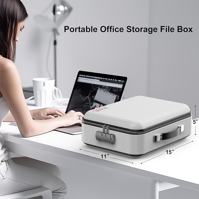 Fireproof Document Organzier with Lock, Hard Fireproof Document Box | Hard-Shell Fireproof Waterproof Document Box with Combination Lock Grey - Image 6