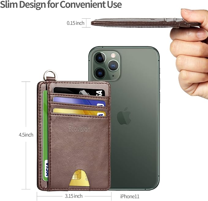 Slim Minimalist Front Pocket Wallet, RFID Blocking Credit Card Holder Wallet with Detachable D-Shackle for Men Women - Image 6