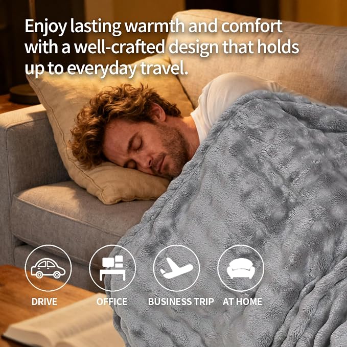 Travel Blanket and Pillow-2-in-1, Ultra-Soft&Compact,Airplane Blanket with Hand Luggage Belt and Backpack Clip,Travelers Accessories Gifts, 61x43 Inches（Gray） - Image 5