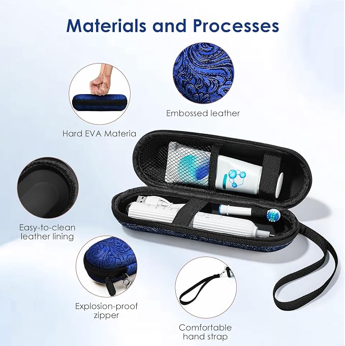 Electric Toothbrush Travel Case, compatible with Oral-B/Oral-B Pro 1000, 1500, 5000, 7000, 7500, 6000, 9600; Philips Sonicare 4100, 5100, 1100, 6100, 5300; Oral-B iO electric toothbrush - Image 5