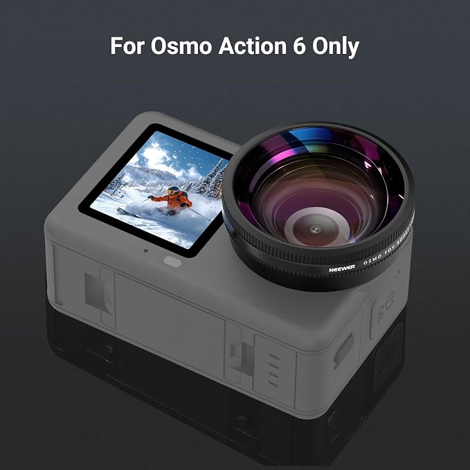 NEEWER Wide Angle Lens Compatible with DJI Osmo Action 6 Only, 185° FOV Multicoated HD Optical Glass 4 Elements 4 Groups Screw On Action Camera Lens Photography Accessories, FL-B52 - Image 5