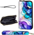 Wallet,Leather Long Wallet Suitable For Ladies And Teenagers - Detachable Wristband + RFID Travel Wallet With Card Slot - Colorful Marble by Unknown