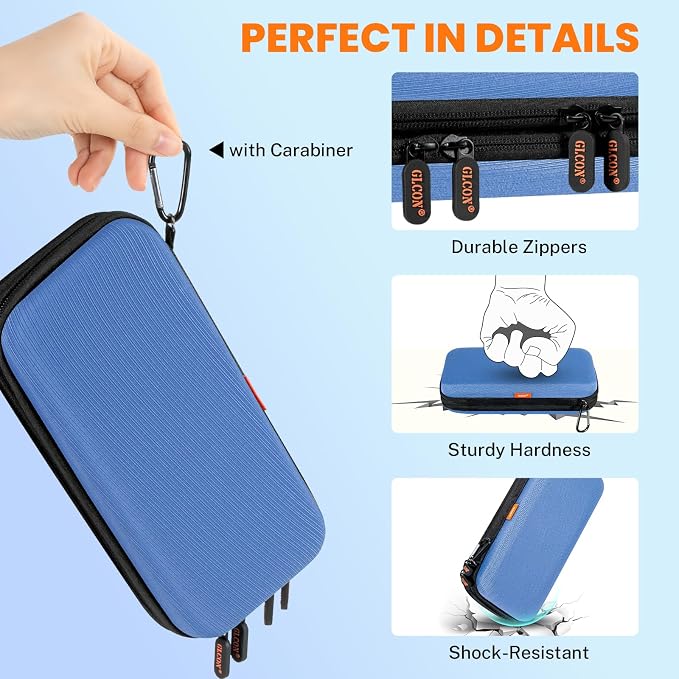 Hard Shell Carrying Case, Electronics Organizer Travel Case | Double-Layer ,Portable Tech Zipper Pouch for Charger, Phone, Power Bank, External Hard Drive & USB Flash Drive - Image 5