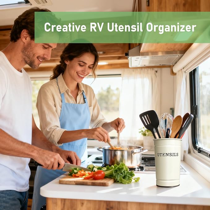 Kevenal Magnetic RV Utensil Holder, Anti-Slip Cutlery Organizer for RV, Camper Storage Organizer with Adhesive Magnet, Off-White - Image 7