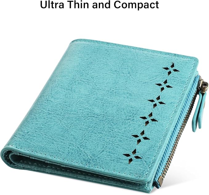 Ultra Thin Small Compact Leather Womens Girls Wallets RFID Blocking Credit Card Holder for Women - Image 3