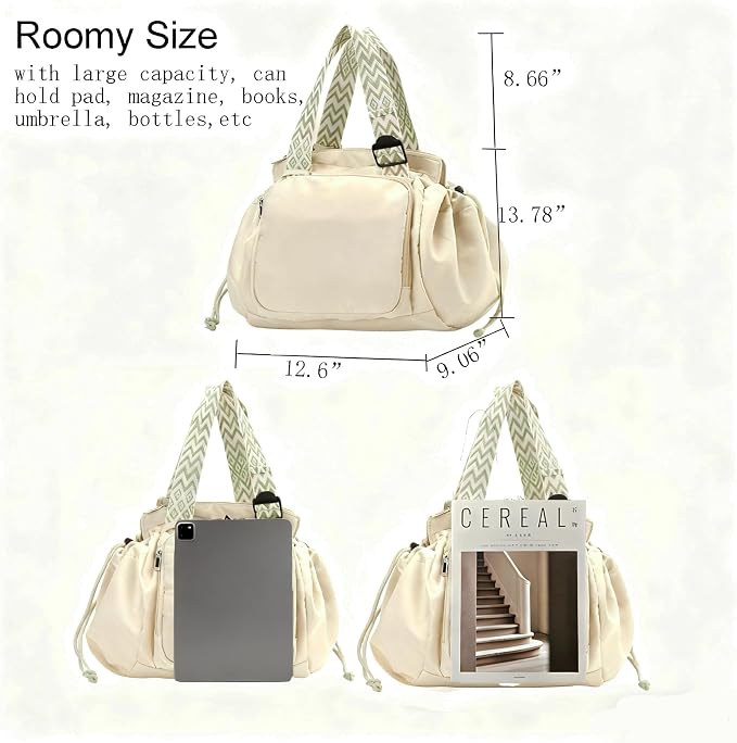 Tote Bag Large Capacity Lightweight Backpack with 15 Pockets Nylon Shoulder Bag for Car Travel Mother Bag - Image 4