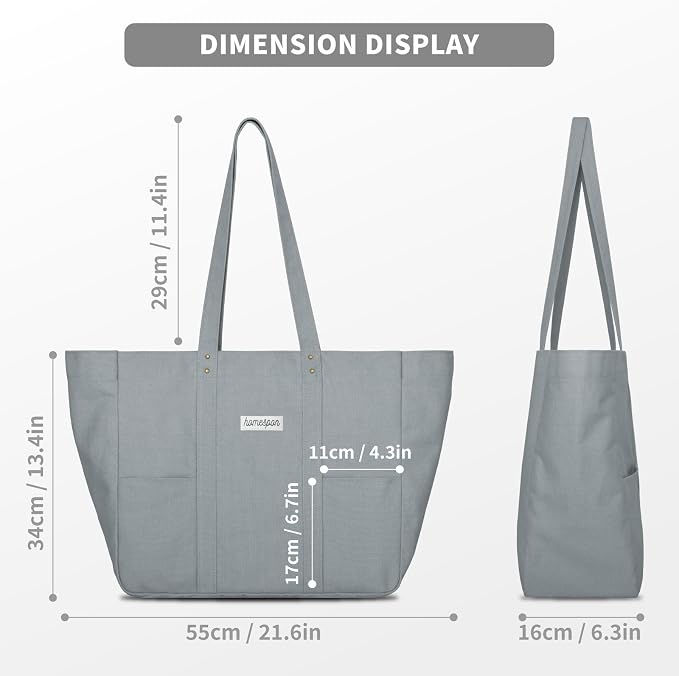 HOMESPON Large Canvas Tote Bag, Magnetic Work Laptop Pack for Women | Everything Bag, Multi Pockets, Internal Laptop Sleeve - Image 4