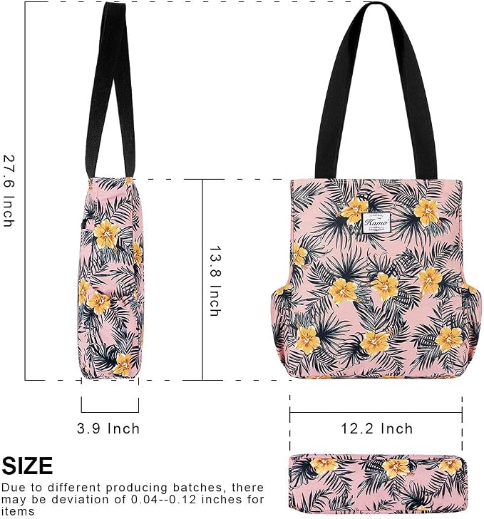 KAMO Floral Tote Bag - Waterproof Lightweight Handbags Travel Shoulder Bag for Hiking Yoga Gym Swimming Travel Beach - Image 3