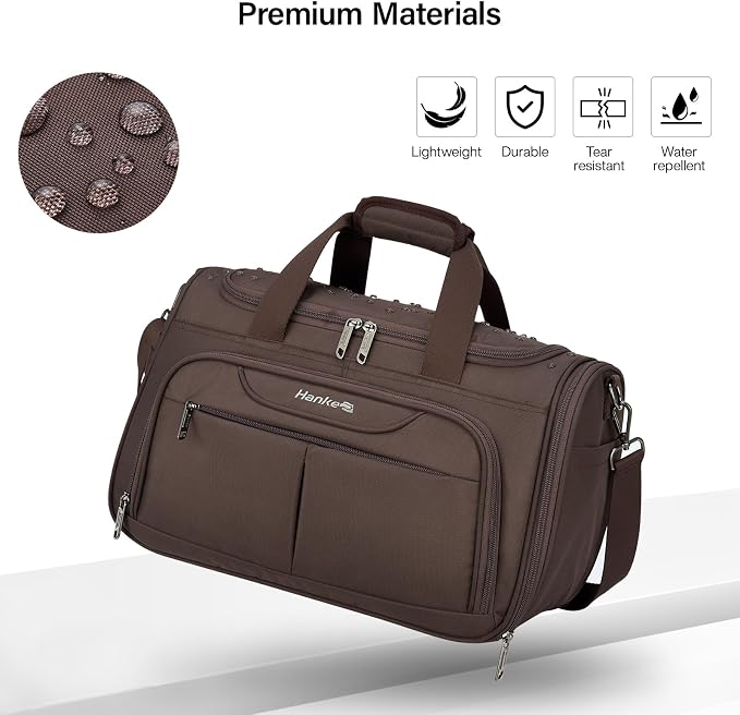 Hanke Carry On luggage Bags for Travel, Large Foldable Duffle Bag for Travel, Softside Lightweight Travel Bag Carry On Bags for Airplanes Women, Travel Tote Bags for Women Men.（Coffee） - Image 8