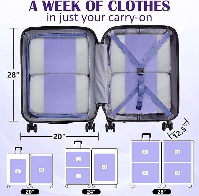 Compression Packing Cubes for Travel Packing Organizers, Mesh Purple, XL | Expandable Travel Cubes for Packing Suitcase Organizer Bags Compression Bags for Travel Accessories - Image 5