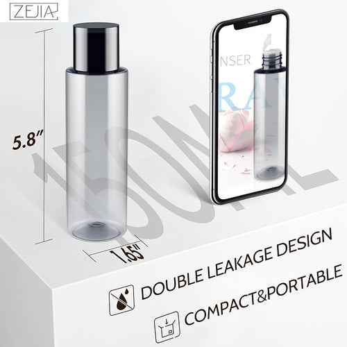 150ML/5OZ Travel Size Toiletries, 6 Pack Travel Size Containers | Double Leak Proof & Refillable Plastic Travel Bottles for Shampoo, Lotion, Body Wash with 6pcs Labels - Image 2
