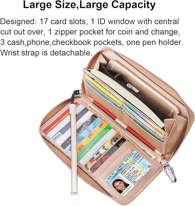 Small Compact Women Wallet RFID Blocking Genuine Leather Bifold Purse with ID Windows - Image 3
