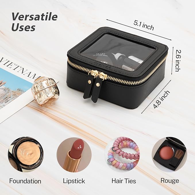 Aveniee Clear Makeup Bag Small, Mini Travel Toiletry Bag Cosmetic Bags TSA Approved, Clear Makeup Case Pouch with Zipper, Car Organizer Essentials for Women Men,Black - Image 2
