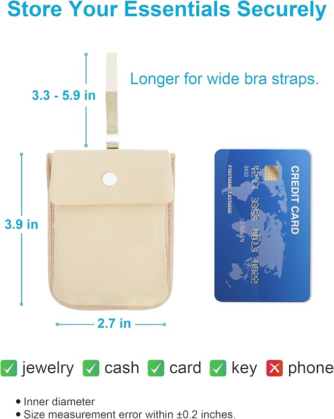 One RFID Blocking Sweat Proof Slim Hidden Travel Money Belt, One RFID Blocking Travel Bra Wallet - Image 6