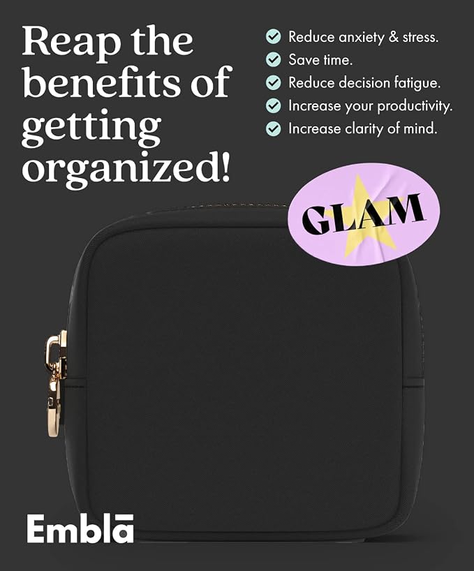 Embla Small Makeup Bag for Purse, Mini Waterproof Nylon Cosmetic Pouch, Durable and Lightweight Travel Toiletry Bag with Smooth Zipper, Black - Image 5