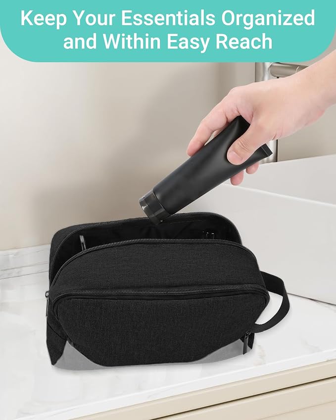 Elviros Travel Toiletry Bag for Men Hanging Dopp Kit Shaving Bag Toiletries Organizer Small Tool Medicine Hygiene Bag for Traveling Pouch(Dark Grey,Large) - Image 6