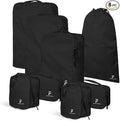 8 Piece Compression Packing Cubes Set - Double Capacity Design for Travel - Small, Medium & Large Sizes - Carry-On Suitcase Organizer Bags (Black) by FocusDesign