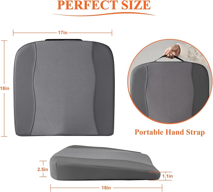 Lofty Aim Car Seat Cushion, Memory Foam Car Seat Cushions for Long Driving | Comfy Car Seat Pillow for Pain Relief, Driver Seat Cushion Adds Height, Butt Cushion for Car, Truck, Office Chair, Dark Gray - Image 8