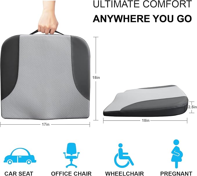 Allaboutsla Car Seat Cushion, Car Seat Cushions for Long Driving | Comfortable Memory Foam Driver Seat Cushion, Automotive Seat Cushions, Butt Pillow for Car,Truck, Office Chair, B&G - Image 7