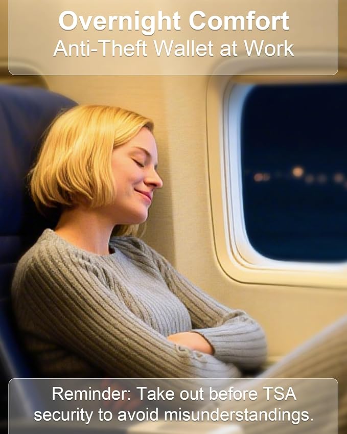 One RFID Blocking Sweat Proof Slim Hidden Travel Money Belt, One RFID Blocking Travel Bra Wallet - Image 2