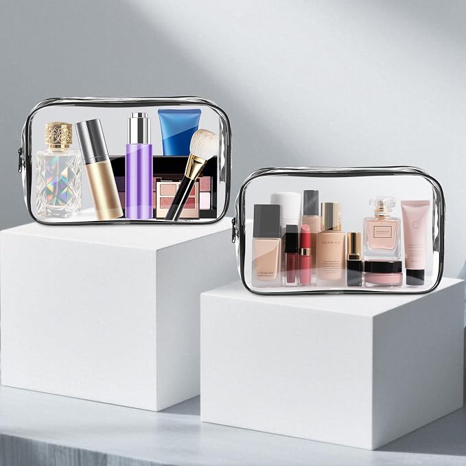 AURUZA Clear Makeup Bag,Portable Travel Toiletry Bags with Zipper, TSA Approved Clear Organizer Bags, PVC Cosmetic Pouch for Airport Airline Compliant - Image 5