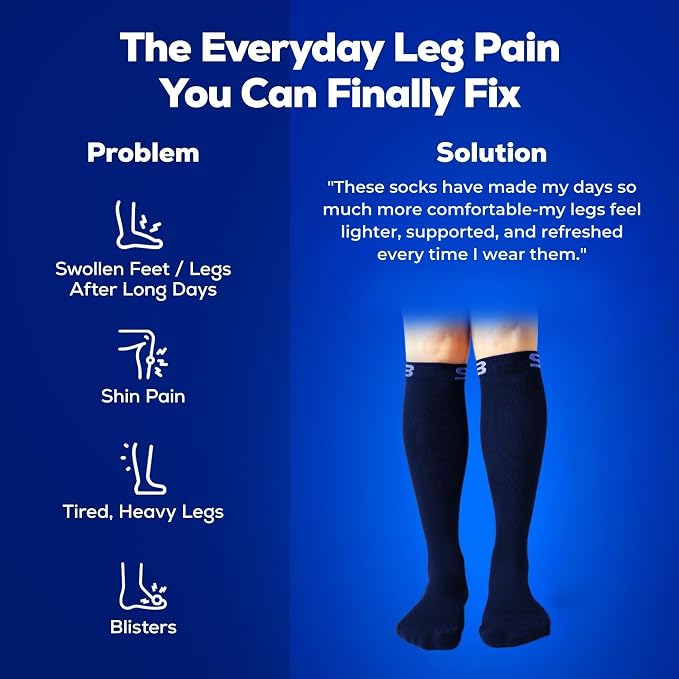 SB SOX Compression Socks for Men & Women (15-20mmHg) | Best Compression Socks for Flying, Medical, Sports, Wide Calf Fit, Pregnancy, and Daily Wear - Image 5