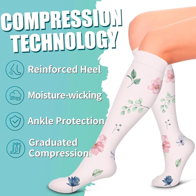 Compression Socks for Women & Men Circulation(6 pairs)-Graduated Supports Socks for Running, Athletic Sports - Image 6