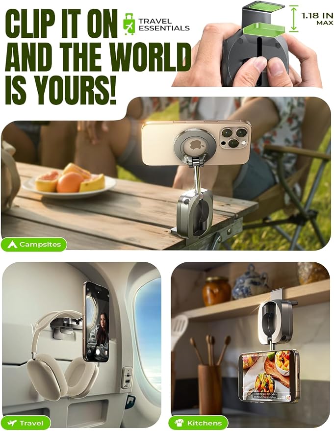 LISEN Airplane Travel Essentials for Flying Airplane Phone Holder for Desk | Phone Stand Hands Free MagSafe Travel Accessories Flying Long Flight Essentials Airplane Gadgets Gifts for Men - Image 5