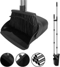 Black Broom and Dustpan Combo Set, 55" Long Handle Broom | Large Area Outdoor Cleaning, Extended Reach Design, Built-in Comb Dustpan, Foldable Storage for Garage, Patio & Home by UDUK