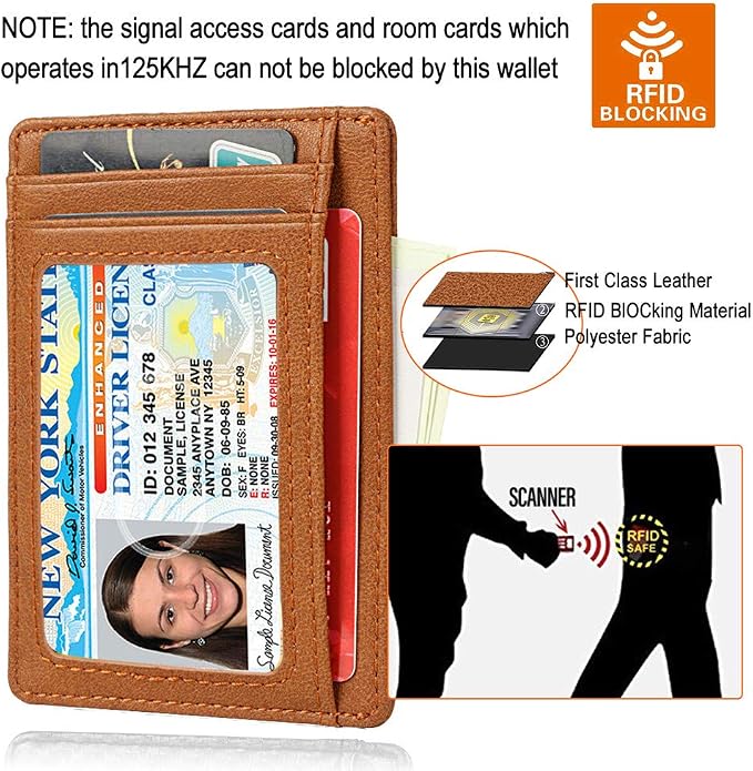 GH GOLD HORSE Slim RFID Blocking Card Holder Minimalist Leather Front Pocket Wallet for Women | Slim - Image 5