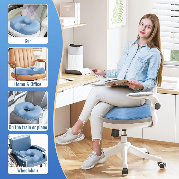 CloudBliss Donut Pillow Stadium Seat Cushion for Tailbone Pain Relief and Hemorrhoids, Memory Foam Seat Chair Cushion, Portable Seat Cushions for Bleachers, Car, Home & Office - Image 6
