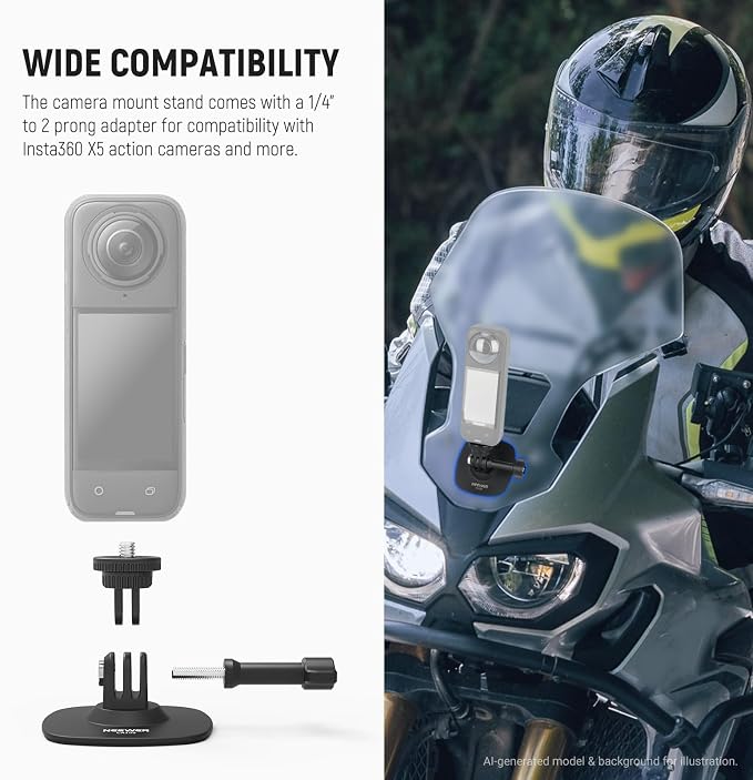 NEEWER Adhesive Mount Compatible with Insta 360 GoPro DJI AKASO Action Camera, 180° Tilt Flexible Car Helmet Holder Base Adapter for POV Video Recording Live Streaming, for 1/4" Accessories, CA159 - Image 5