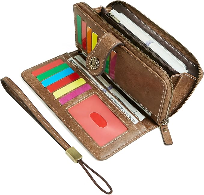 TFKGS Wallet for Women RFID Blocking Leather Large Capacity Card Holder Ladies Phone Clutch Travel Long Purse Wristlet | RFID Blocking - Image 8