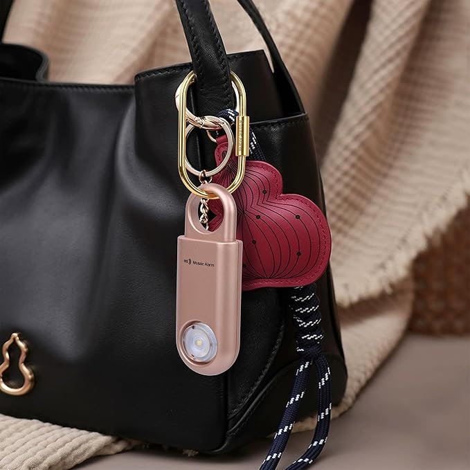 130dB Personal Safety Alarm Strobe Light. Loud Sound Keychain Siren with Carabiner for Women, School Children, Night Runners, Hiking. Bear Alarm Deterrent. SOS Emergency Self Defense Alerts. Rose Gold - Image 2