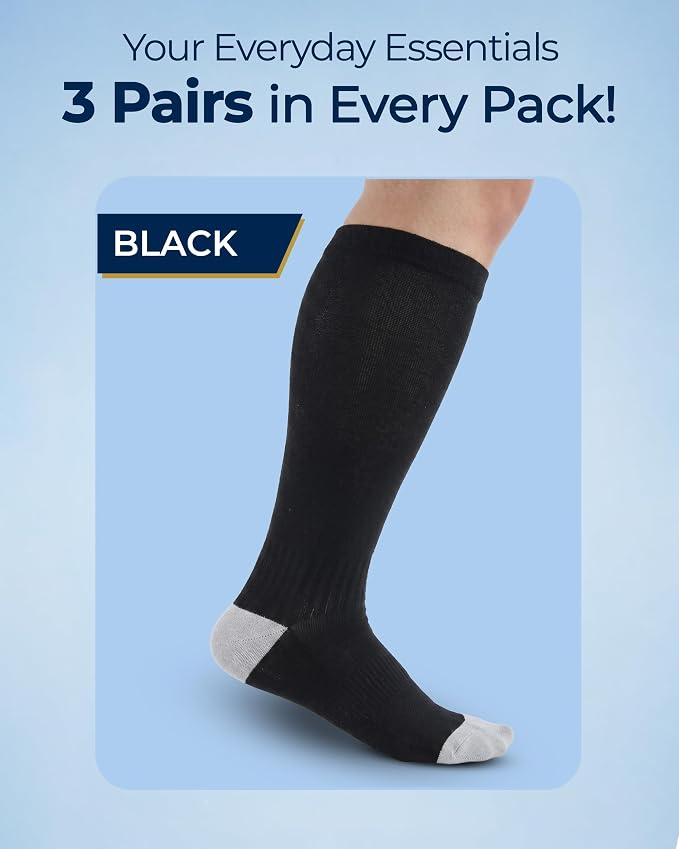 Pembrook 3 Pairs Plus Size Compression Socks Wide Calf - Bamboo Viscose Compression Socks for Women Wide Calf - Image 5