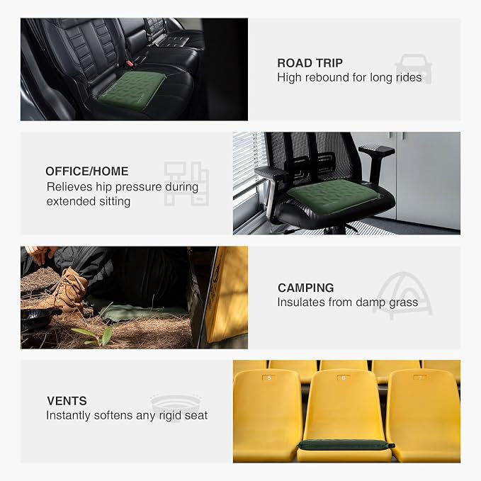 ONETIGRIS Inflatable Seat Cushion, Lightweight Waterproof Seat Pad | Lightweight waterproof inflatable cushion for camping, stadiums, travel, office chairs, car seats and outdoor events - Image 7