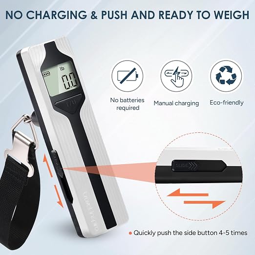 Battery-Free Luggage Scale – No Batteries Needed, Portable Digital Hanging Suitcase Weight Scale for Air Travel & Checked Bags, 110lb/50kg, LCD Display, Compact Travel Accessory - Image 6
