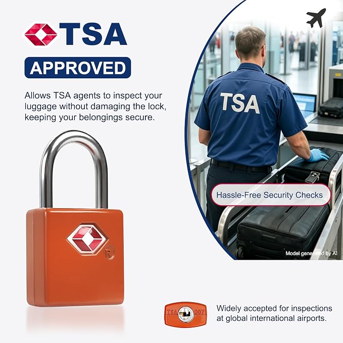 Luggage Locks TSA Approved 4 Pack, Small Lock with Key for Suitcase, Backpack, Bag Zipper, Travel Case, TSA Approved Small Padlock for Luggage, Travel Accessories, Mini Locker, Tool Box - Image 3
