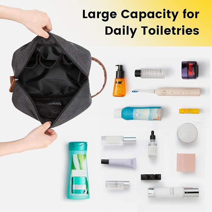 Vorspack Canvas Travel Toiletry Bag for Men, Medium, Dark Grey | Water-Resistant Travel Bag for Toiletries, Large Capacity, Organized Compartment, Suitable for Shaving, Grooming, Accessories - Image 6